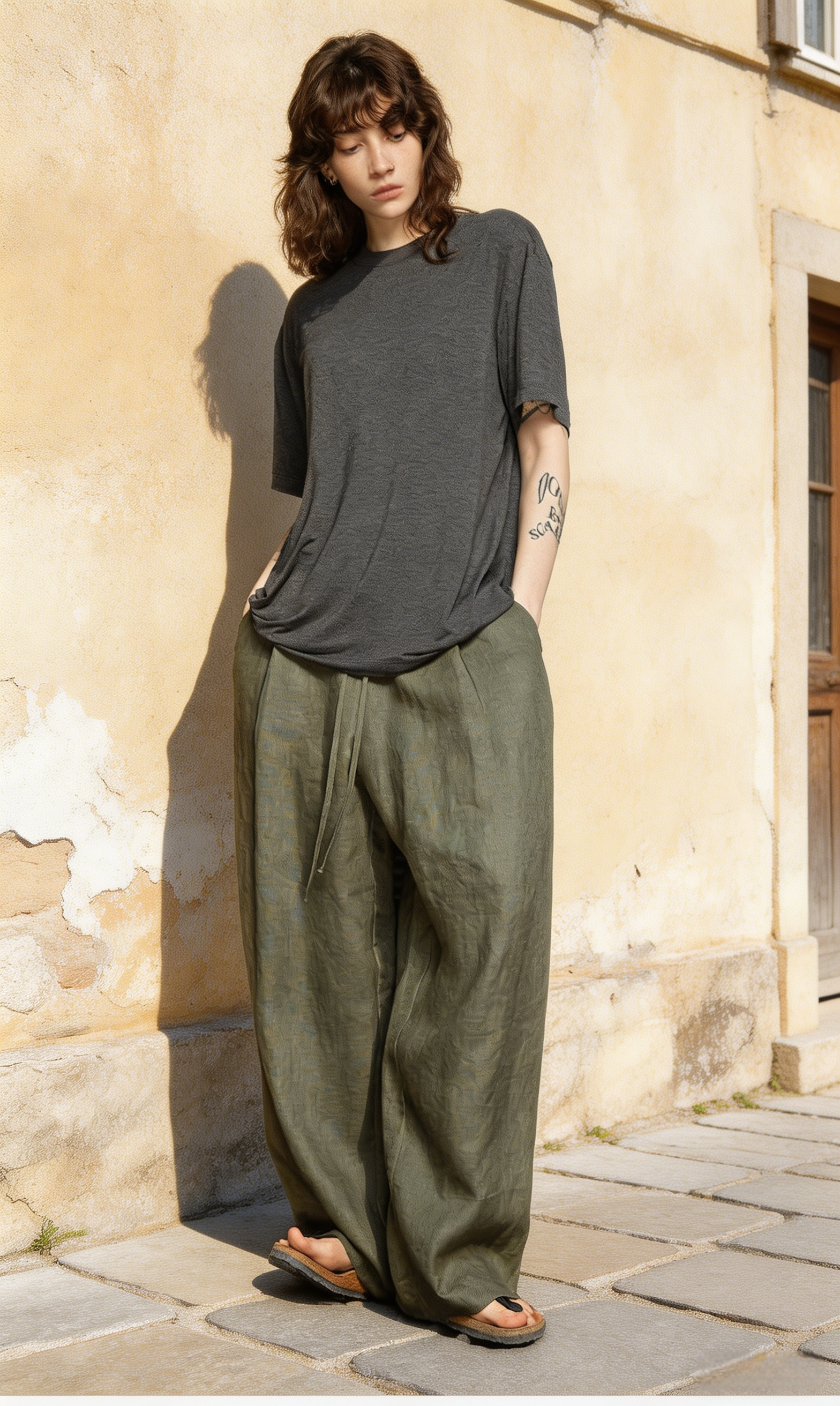 Grüne Leinenhose Damen: Nachhaltig, Luftig & High Waist, Wide Leg Hose S-XL