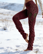Viking Leggings Weinrot: 3D-Print Lebensbaum, Keltisch, Push Up Yoga-Hose Größe S-5XL