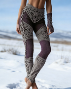 Viking Leggings Lila Weiß: 3D-Print Lebensbaum, Keltisch, Push Up Yoga-Hose Fit Größe S-5XL