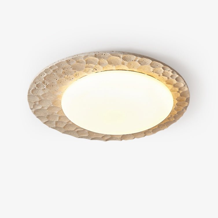 Textured Organic Travertine Ceiling Lamp