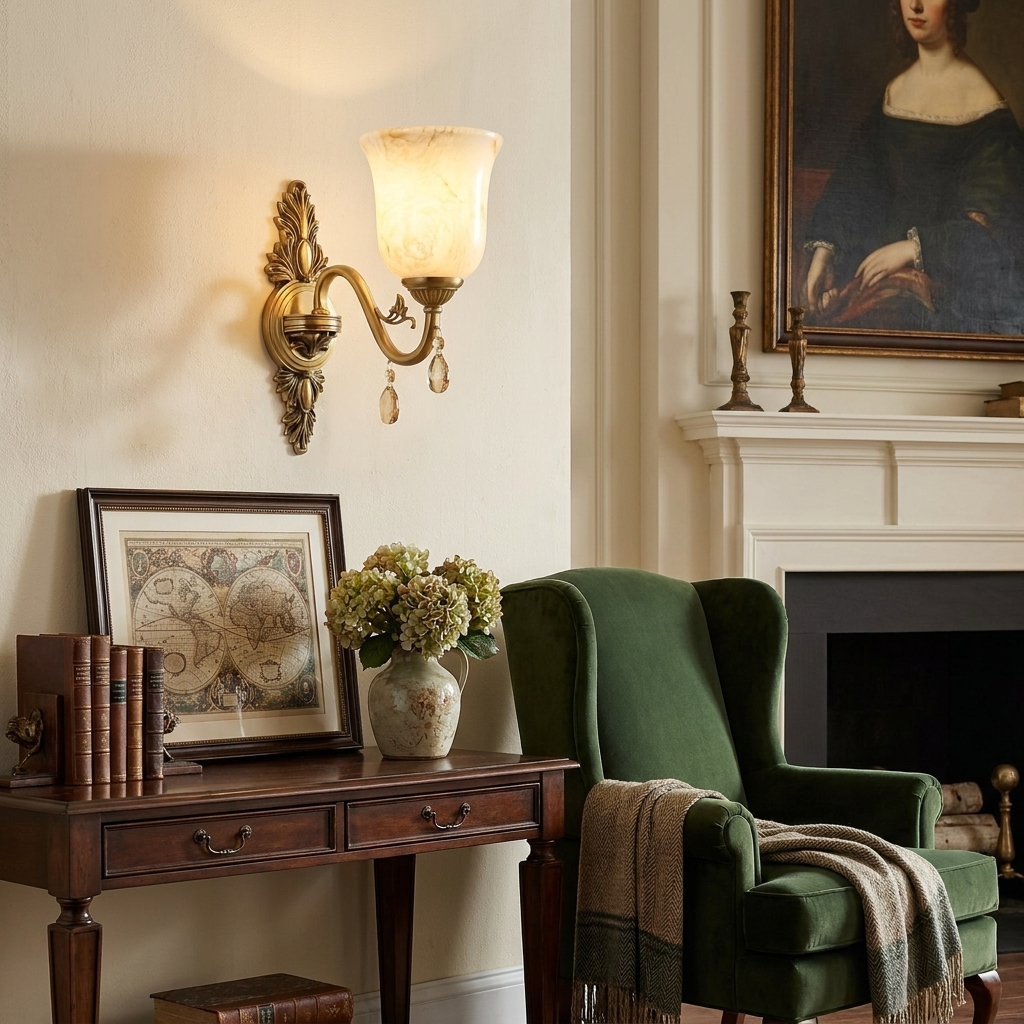 Acanthus Alabaster Wall Sconce