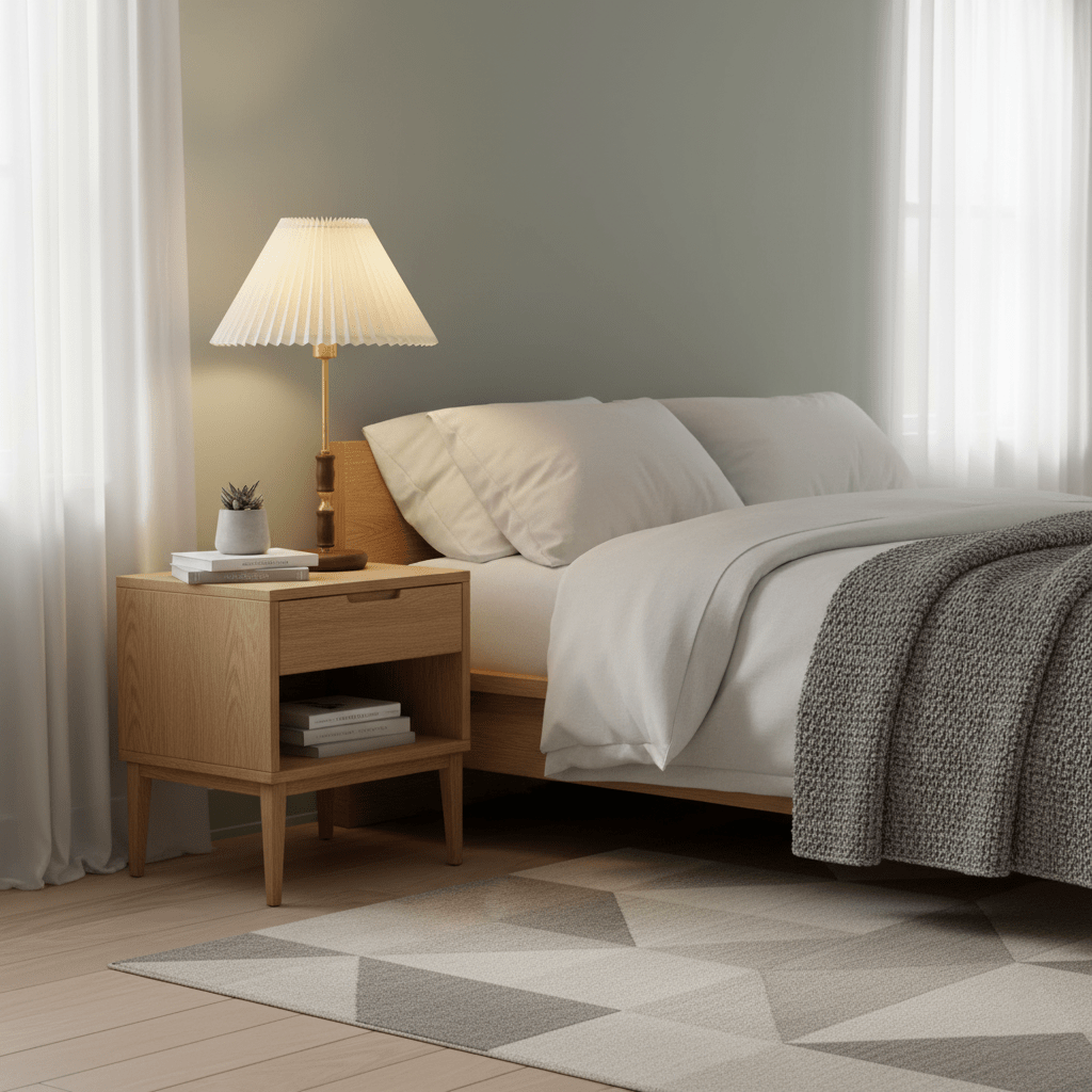 Accordion Pleat Walnut Table Lamp