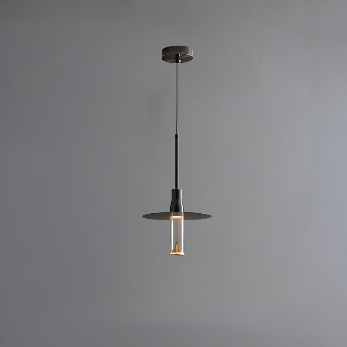 Acrylic Hat Plate Pendant Light Model B ? 7.9″ x H 13.8″ / Dia 20cm x H 35cm / Black / Three-Color Changing Light