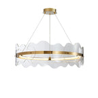 Acrylic Wave Chandelier ∅ 23.6″ x H 8.7″ / Dia 60cm x H 22cm / Gold & Transparent / Warm Light Chandelier