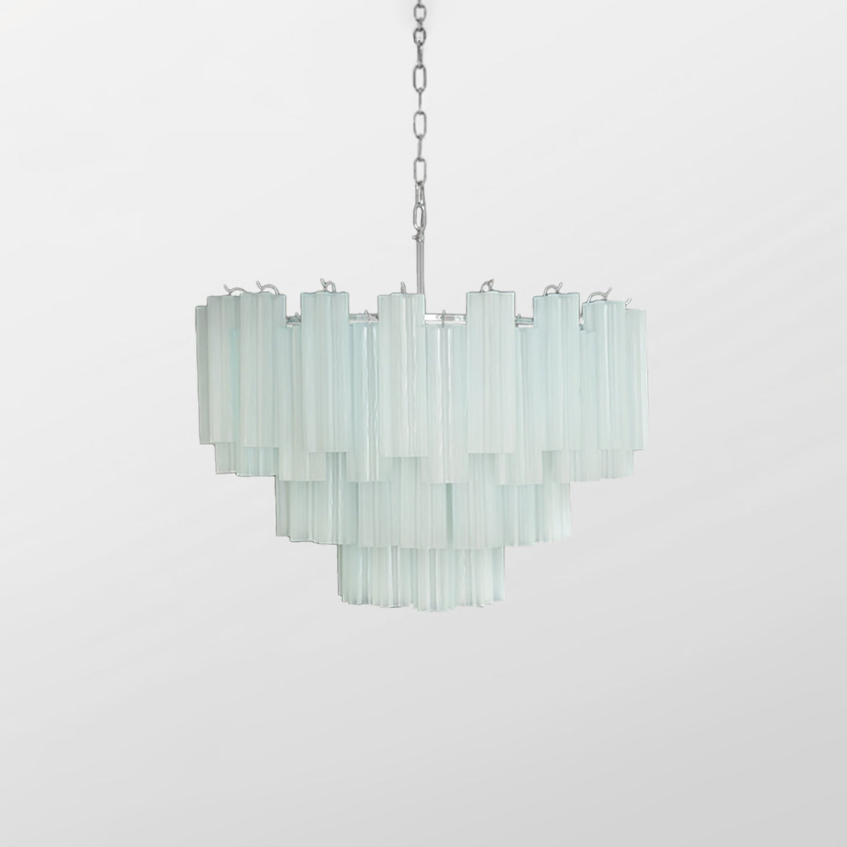 Addis Chandelier 4 layers ? 31.5″ x H 23.6″ / Dia 80cm x H 60cm / Light Blue & Chrome Chandelier