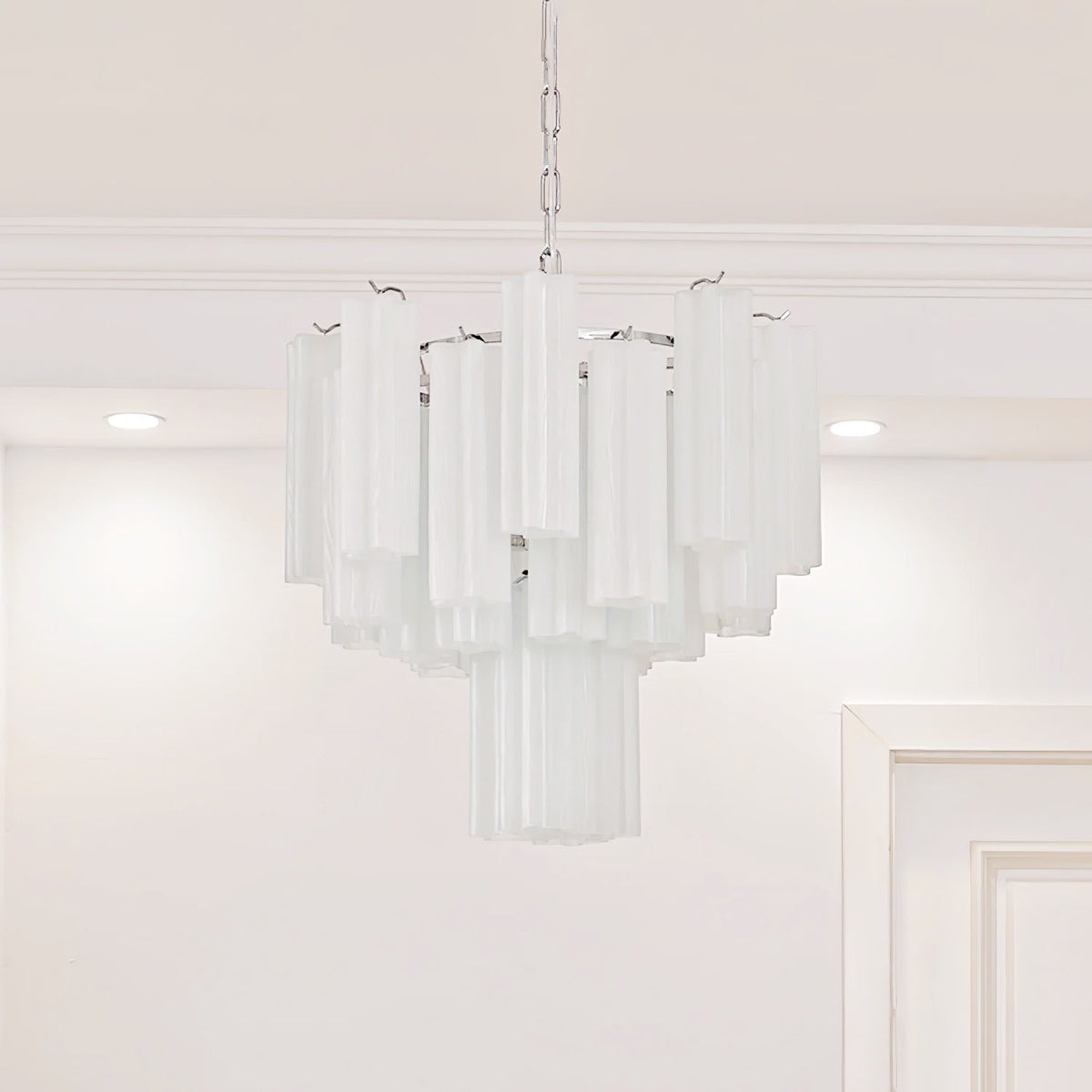 Addis Chandelier 2 layers ? 17.7″ x H 19.7″/ Dia 45cm x H 50cm / White & Chrome Chandelier