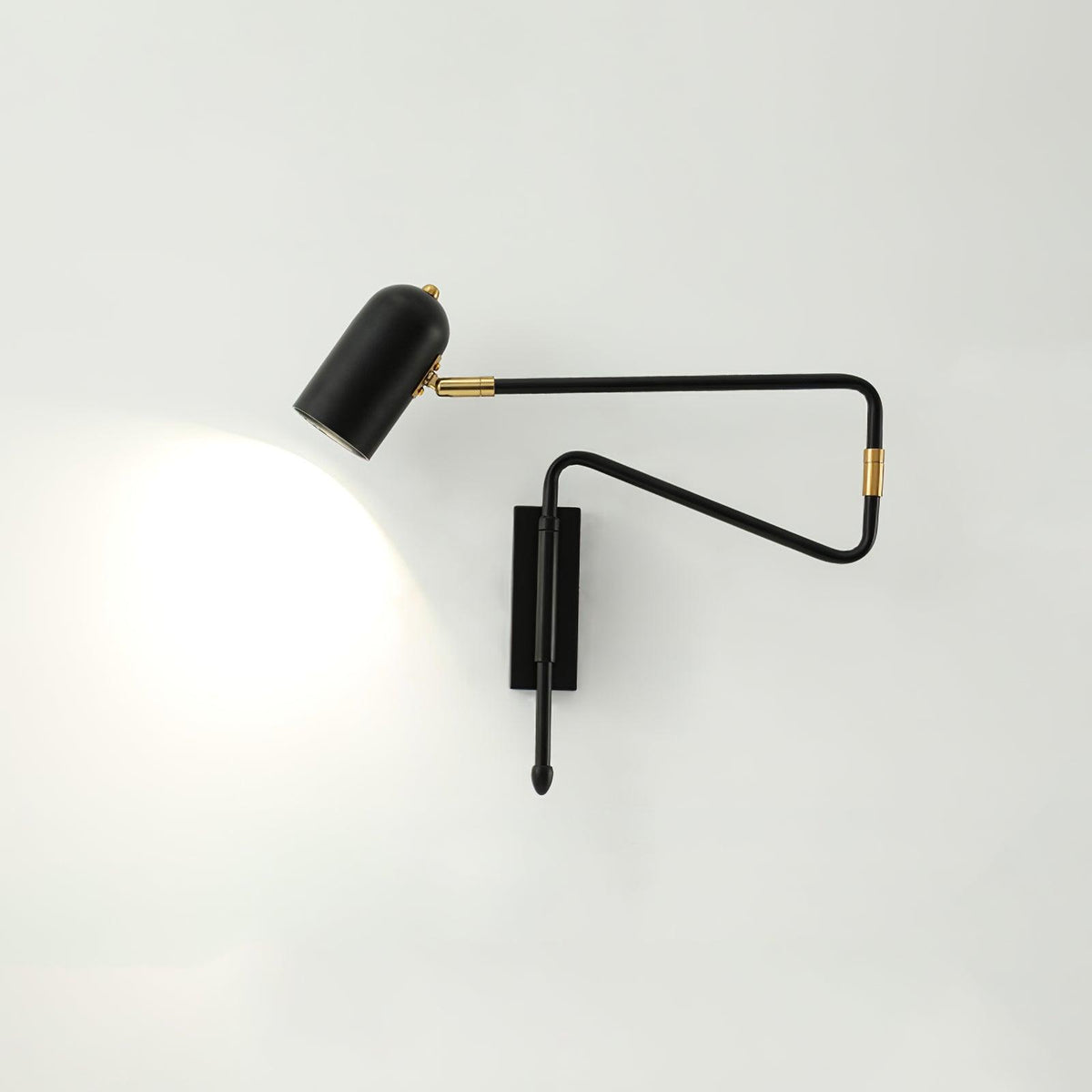 Adjustable Arm Reading Wall Lamp Model A L 16.5″ x H 15.7″ / L 42cm x H 40cm / Black & Gold Wall lamp