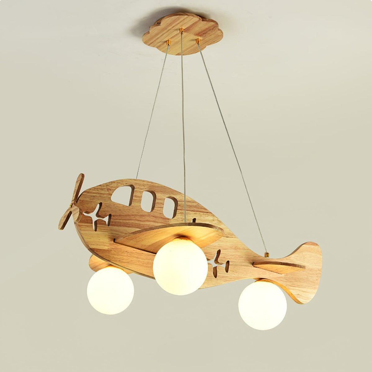 Airplane Pendant Lamp ? 27.1″ x H 9″/ Dia 69cm x H 23cm / Wood & White Pendant light