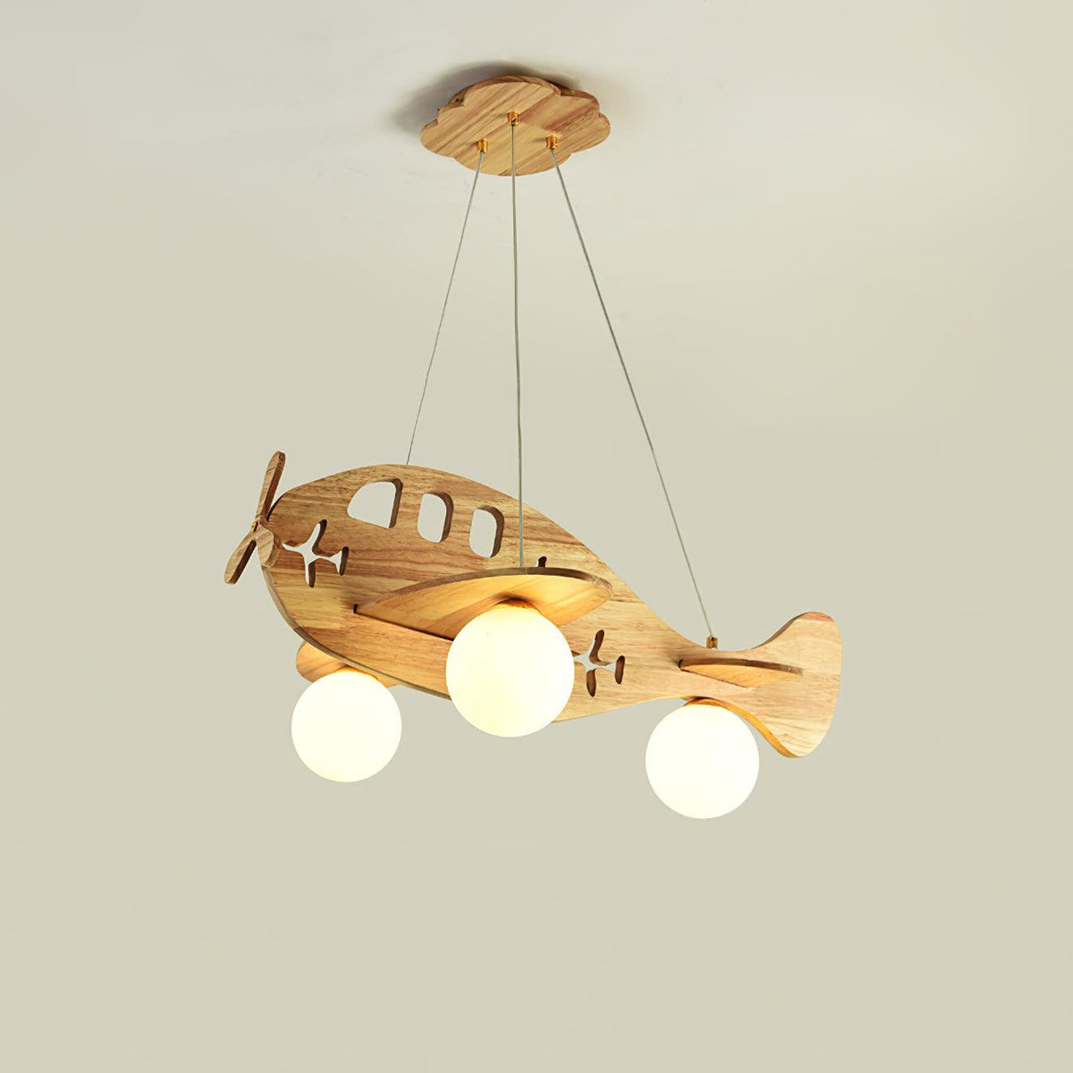 Airplane Pendant Lamp ? 18.1″ x H 5.9″/ Dia 46cm x H 15cm / Wood & White Pendant light