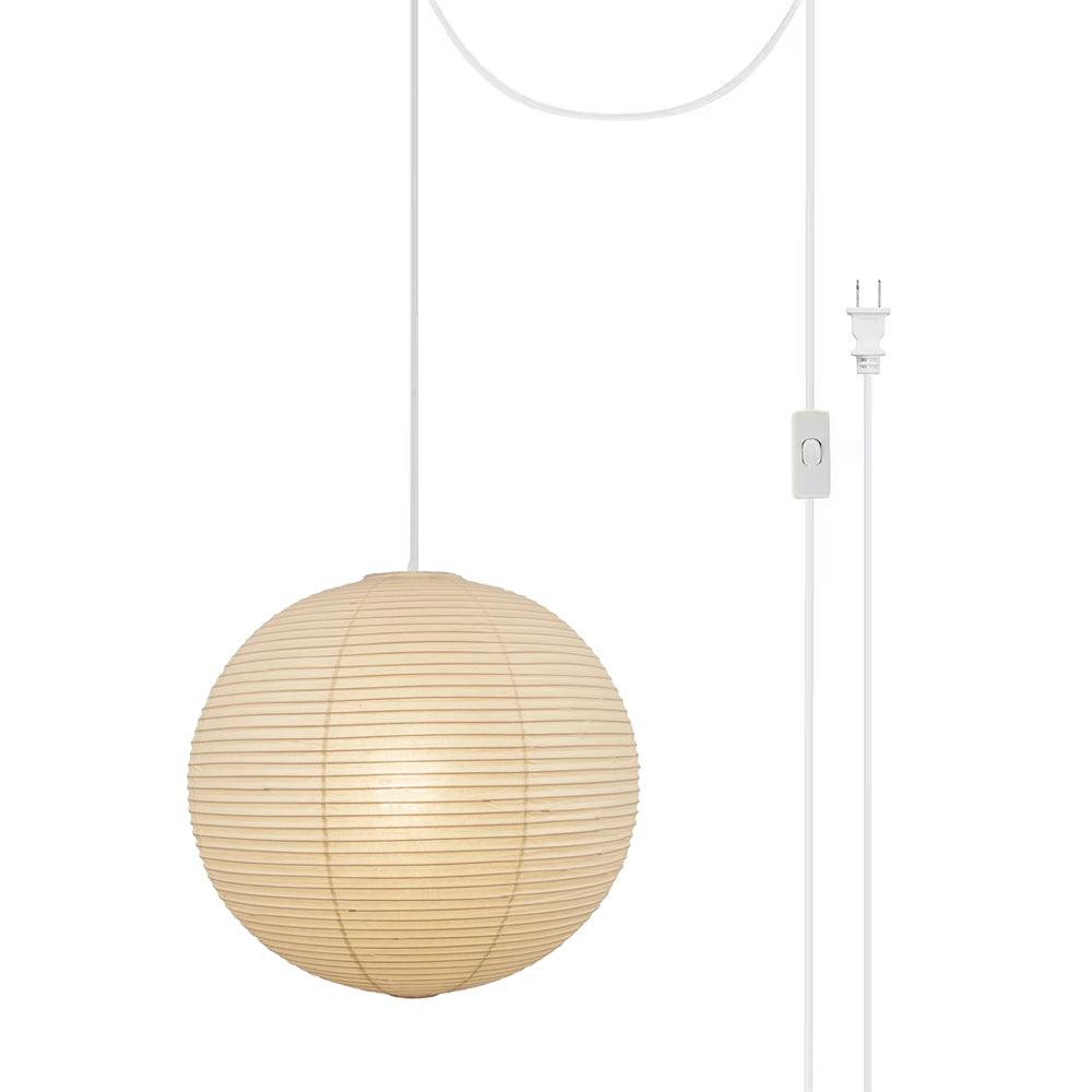 Akari A Pendant Swag Light ∅ 11.8″ x H 11″ / Dia 30cm x H 28cm (1 hooks) / White / US Plug Pendant light