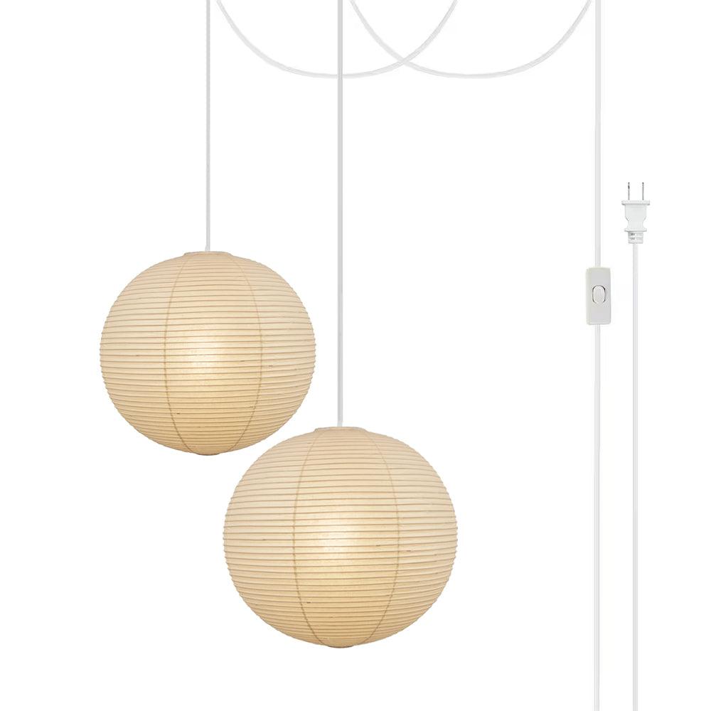 Akari A Pendant Swag Light ∅ 11.8″ + ∅ 17.7″ / Dia 30cm + 45cm (2 hooks) / White / US Plug Pendant light