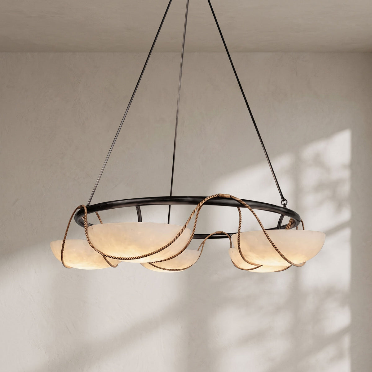 Alabaster Bowl Ring Chandelier
