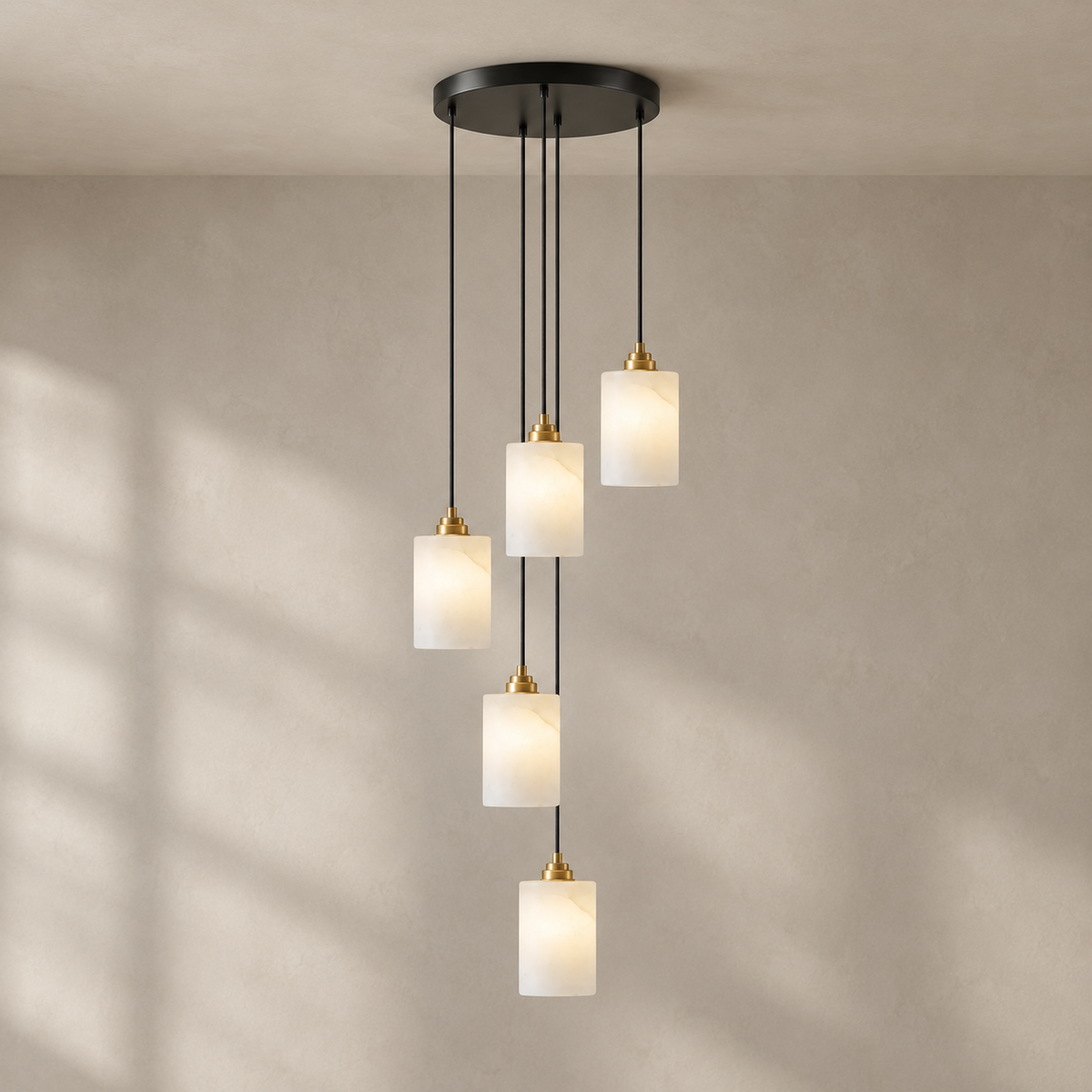 Alabaster Cylinder Cluster Chandelier