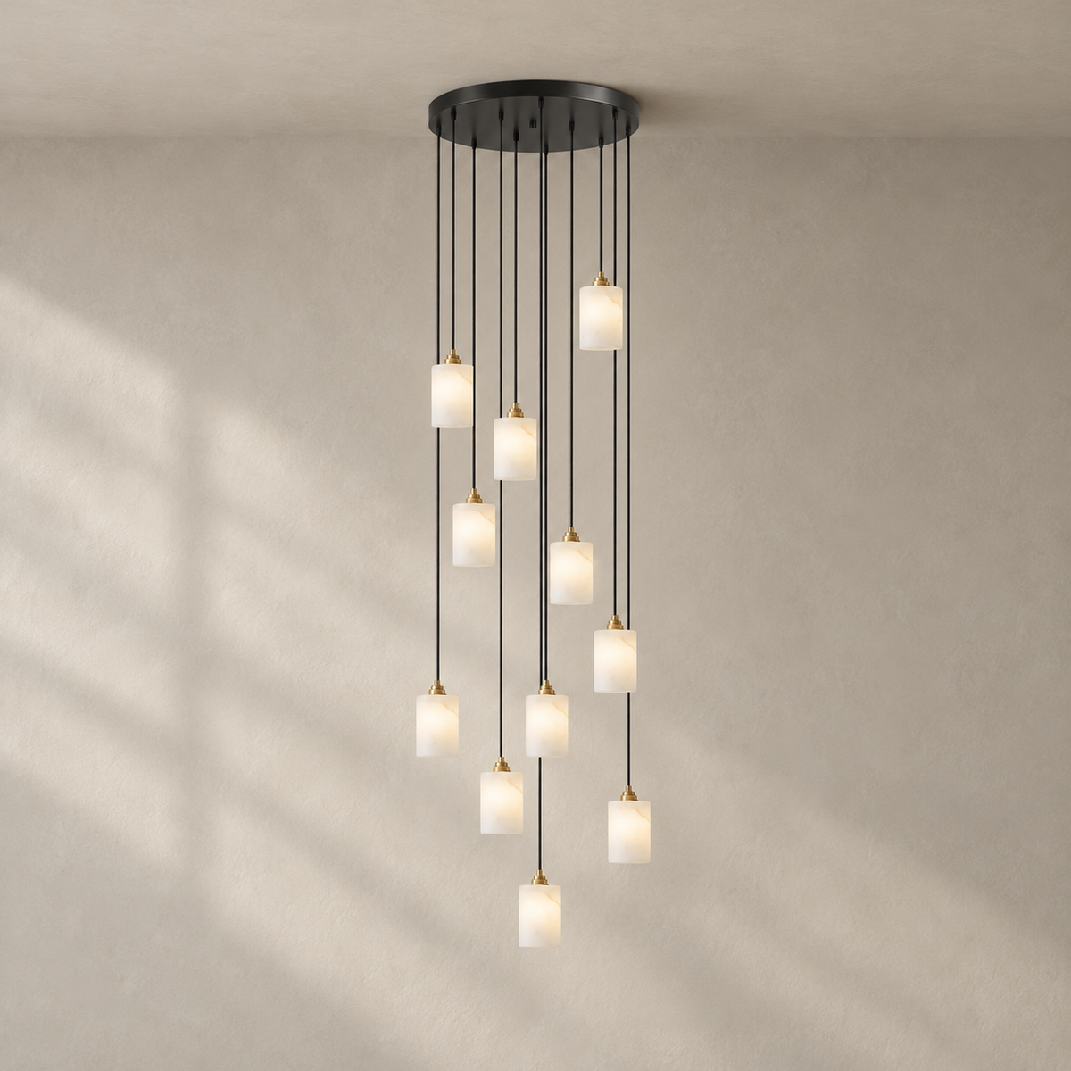 Alabaster Cylinder Cluster Chandelier