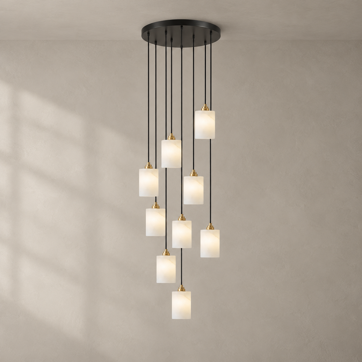 Alabaster Cylinder Cluster Chandelier