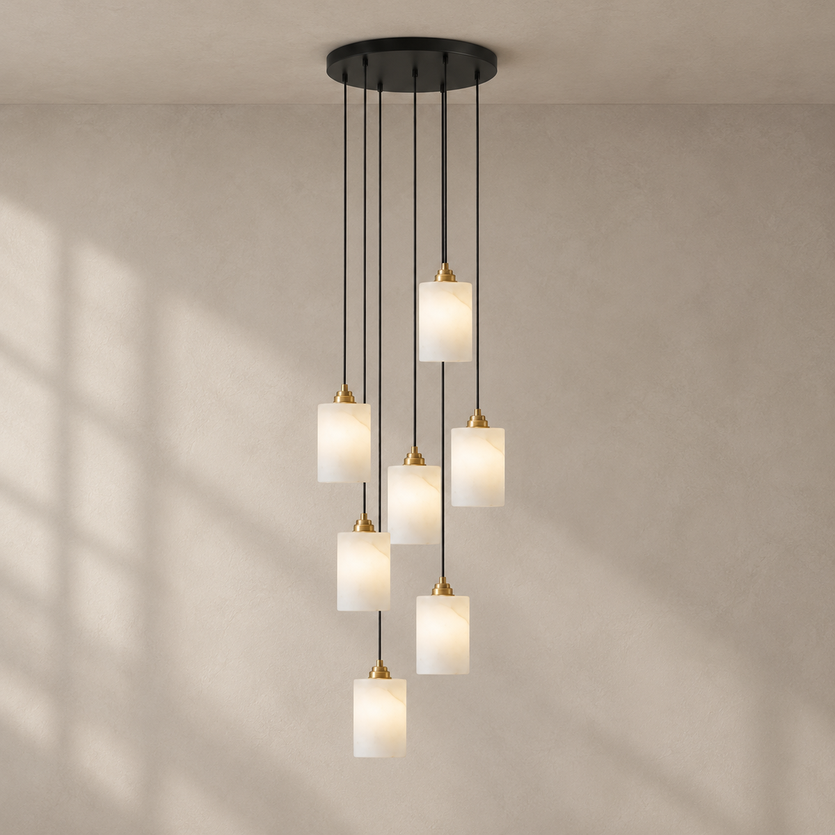 Alabaster Cylinder Cluster Chandelier