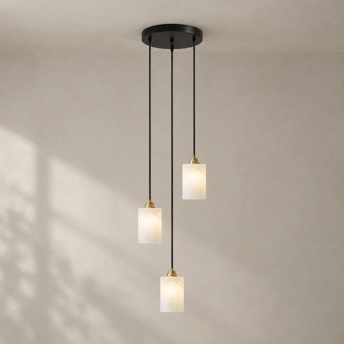 Alabaster Cylinder Cluster Chandelier