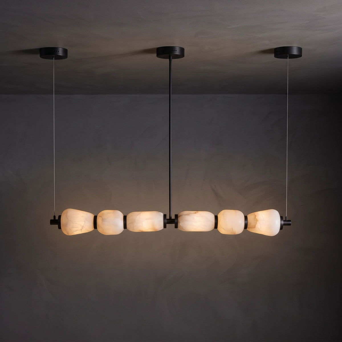 Alabaster Pebble Linear Chandelier