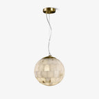 Alabaster Ball Pendant Light ∅ 11″ x H 59.1″ / Size: Dia 28cm x H 150m / Brass & White Pendant light