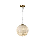 Alabaster Ball Pendant Light ∅ 11″ x H 59.1″ / Size: Dia 28cm x H 150m / Brass & White Pendant light