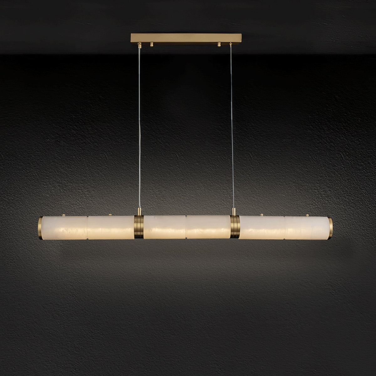 Alabaster Beam Pendant Light ∅ 47.2″ x H 59.1″ / Dia 120cm x H 150cm / Brass & White / Three-Color Changing Light