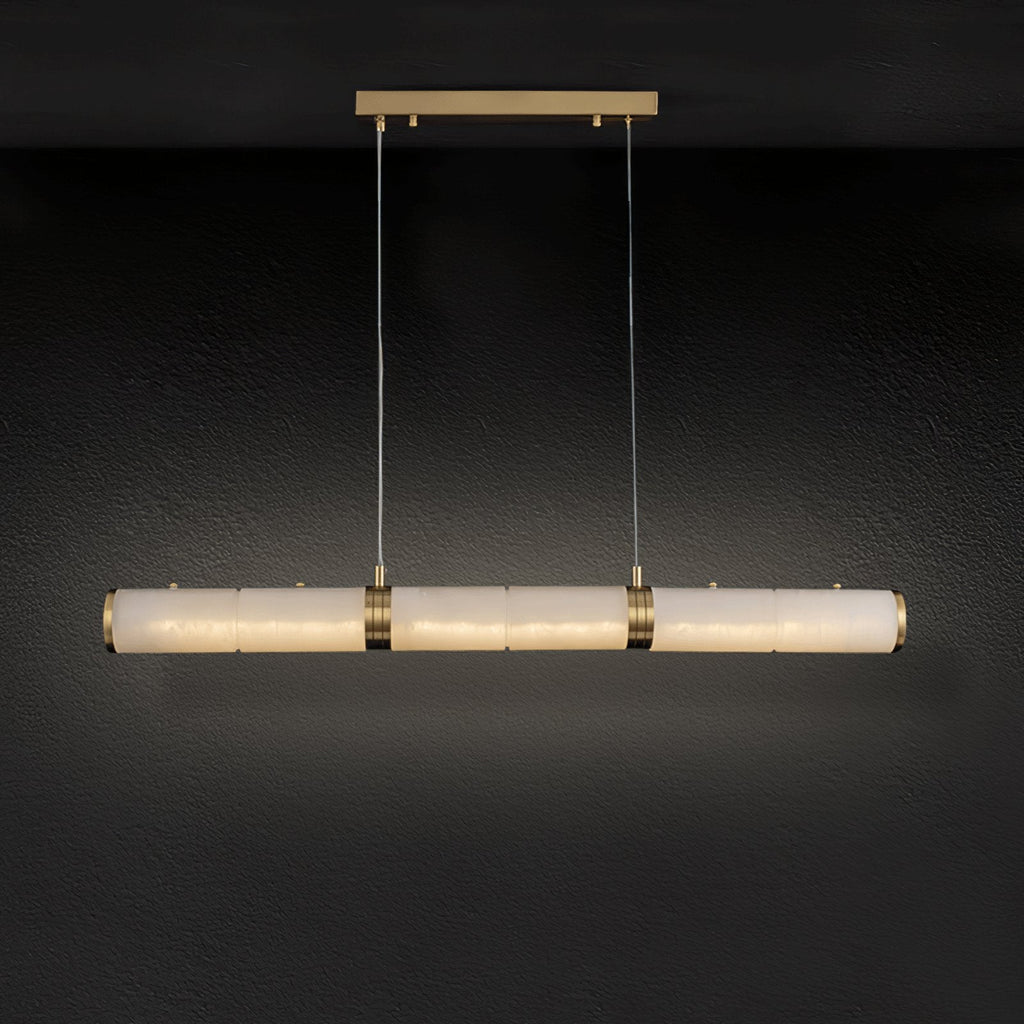 Alabaster Beam Pendant Light ∅ 39.4″ x H 59.1″ / Dia 100cm x H 150cm / Brass & White / Three-Color Changing Light