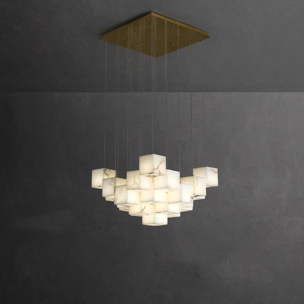 Alabaster Box Pendant Light 25 Heads W 30.7″ x L 23.6″ / W 78 cm x L 60 cm / Gold & White Pendant light