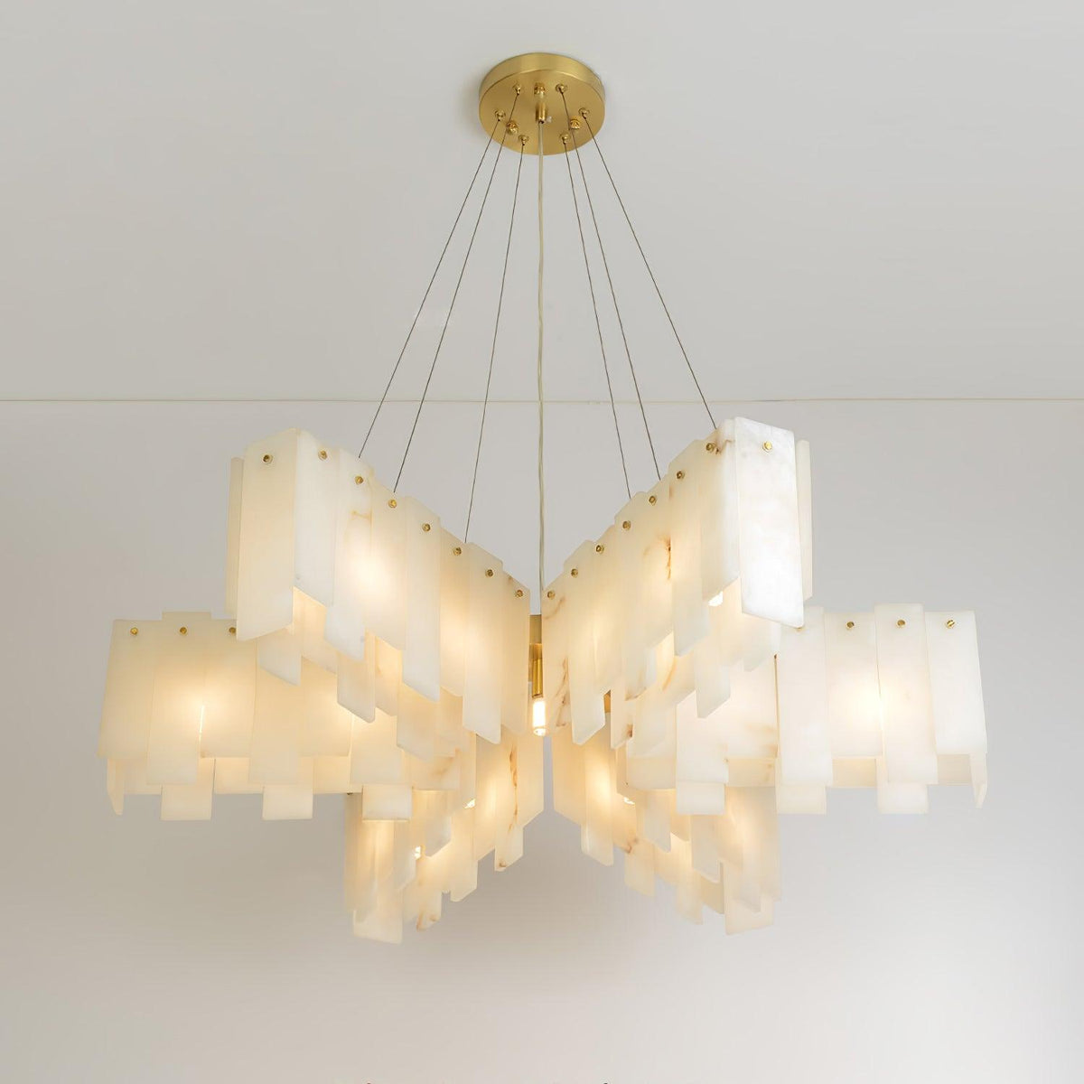 Alabaster Cascade Tiered Chandelier ∅ 37.4″ x H 59″ / Dia 95cm x H 150cm / Brass & White Chandelier