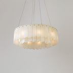 Alabaster Cascade Tiered Chandelier ∅ 22.4″ x H 59″ / Dia 57cm x H 150cm / Brass & White Chandelier