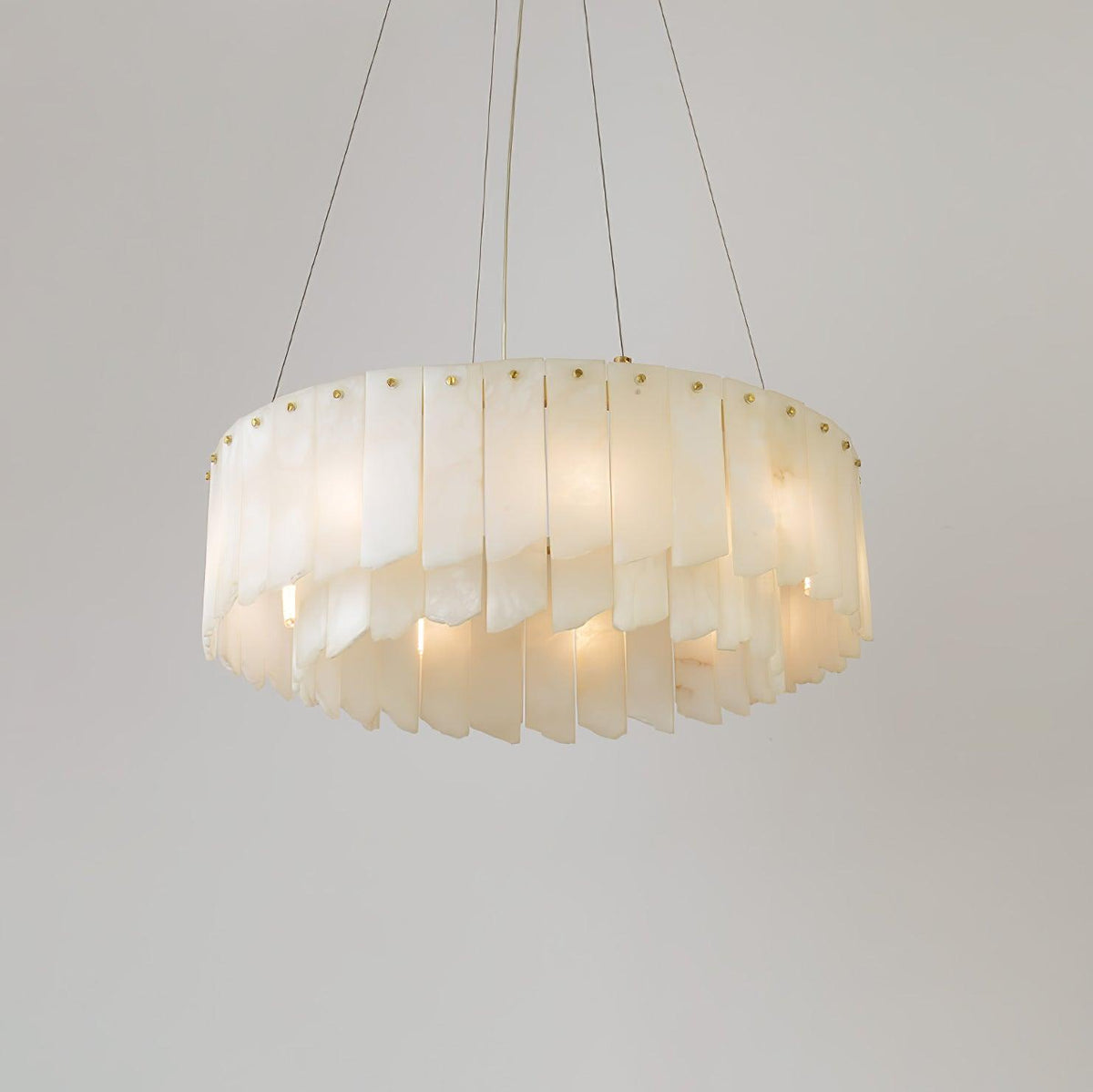 Alabaster Cascade Tiered Chandelier ∅ 22.4″ x H 59″ / Dia 57cm x H 150cm / Brass & White Chandelier