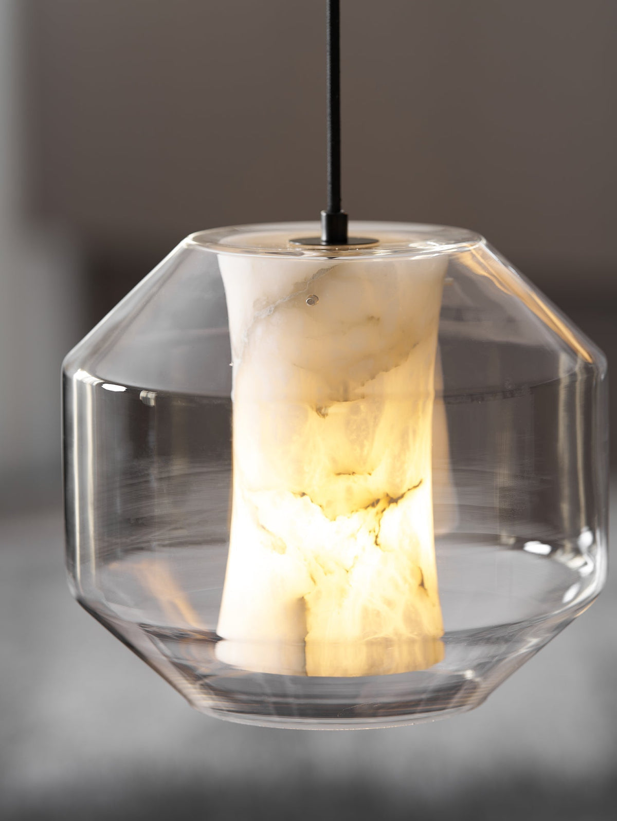Alabaster Glass Cylinder Pendant Light