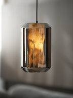 Alabaster Glass Cylinder Pendant Light