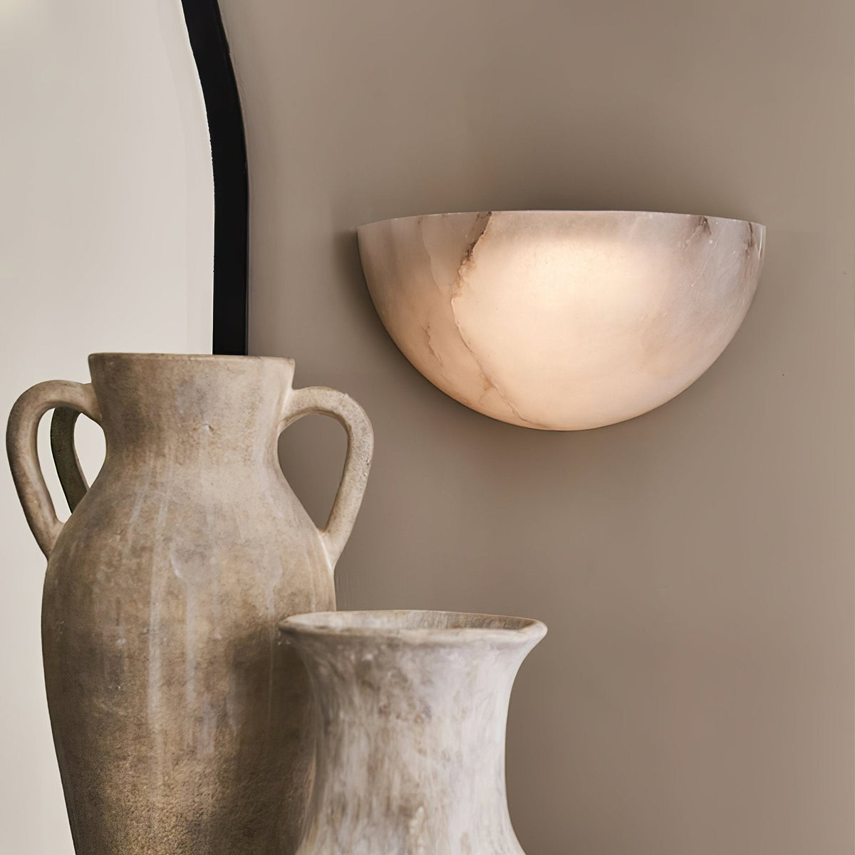 Alabaster Half-Moon Wall Sconce