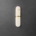 Alabaster Pill Wall Light ? 3.5″ x H 15.7″ / Brass & Warm Light / Single Wall lamp