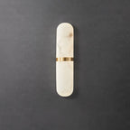 Alabaster Pill Wall Light ? 3.5″ x H 15.7″ / Brass & Warm Light / Single Wall lamp