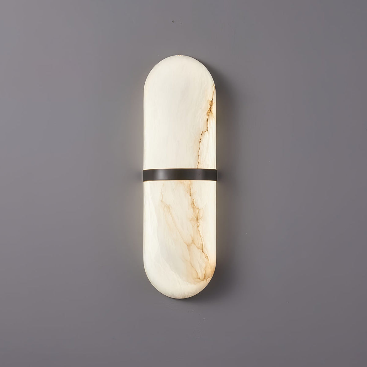 Alabaster Pill Wall Light ? 4.7″ x H 15.7″ / Black & Warm Light / Single Wall lamp