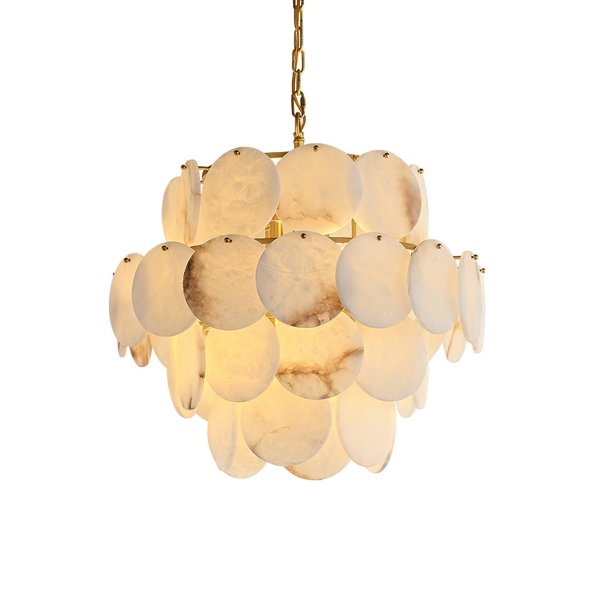 Alabaster Shell Brass Chandelier 4 layers ? 23.6″ x H 29.5″ / Dia 60cm x H 75cm (E14*15) / Brass & White Chandelier