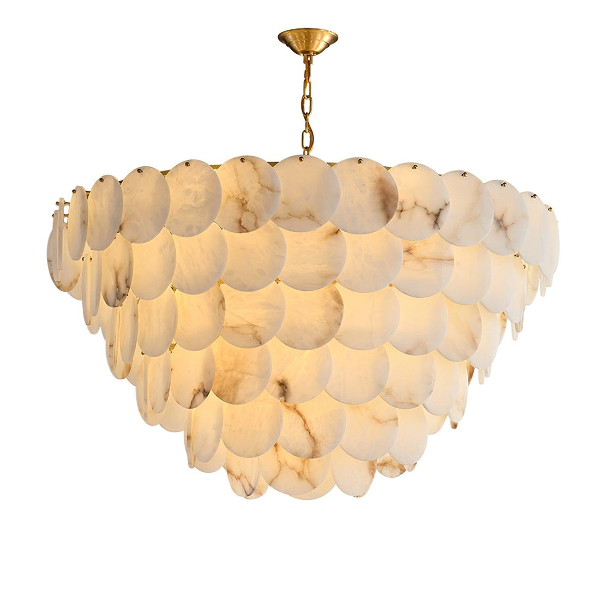 Alabaster Shell Brass Chandelier 6 layers ? 43.3″ x H 35.4″ / Dia 110cm x H 90cm (E14*30) / Brass & White Chandelier