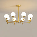Alessio Globe Chandelier 8 Heads ∅ 31.5″ x H 21.3″/ Dia 80cm x H 54cm / Brass & White Chandelier