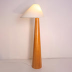 Alvin Floor Lamp ∅ 17.7″ x H 59″ / Wood Color & White / US Plug Floor lamp