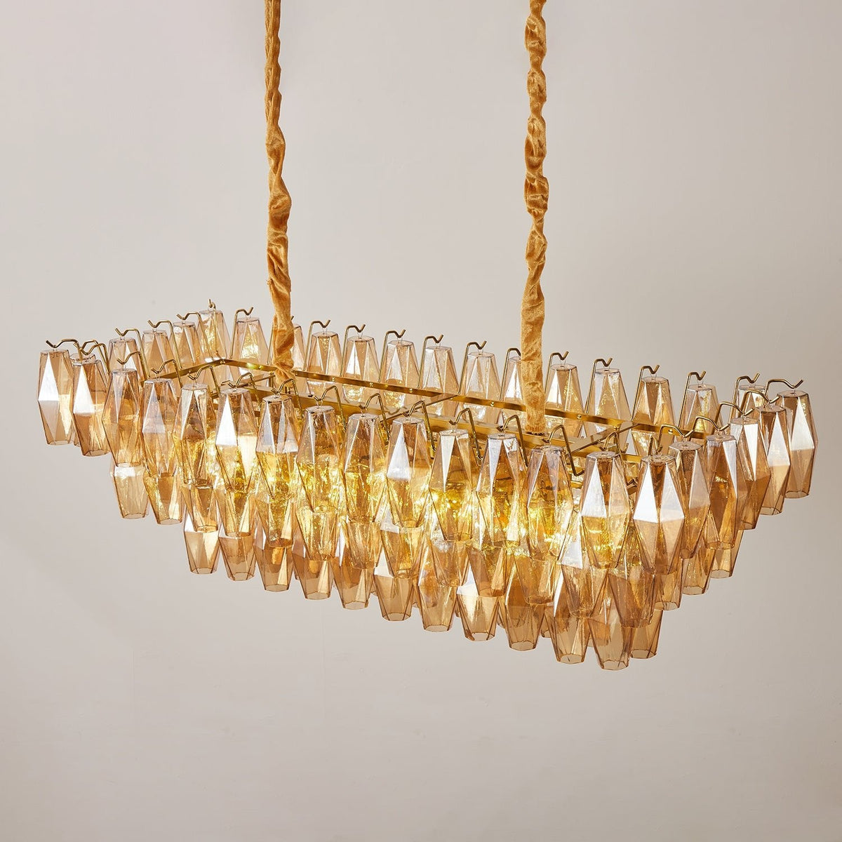 Amber Prism Glass Chandelier