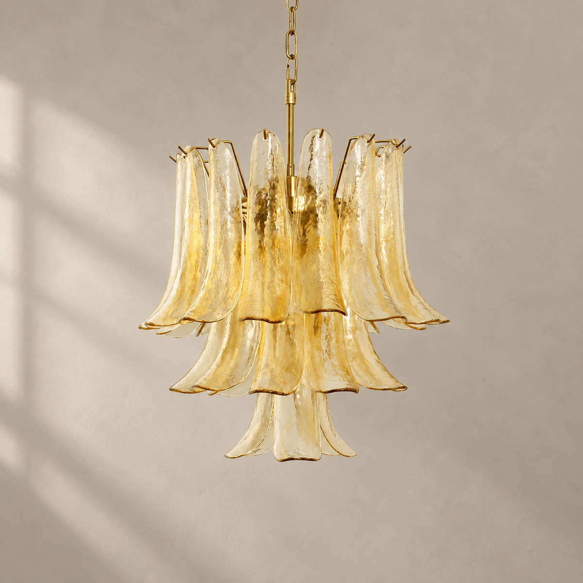 Amber Cascade Glass Chandelier