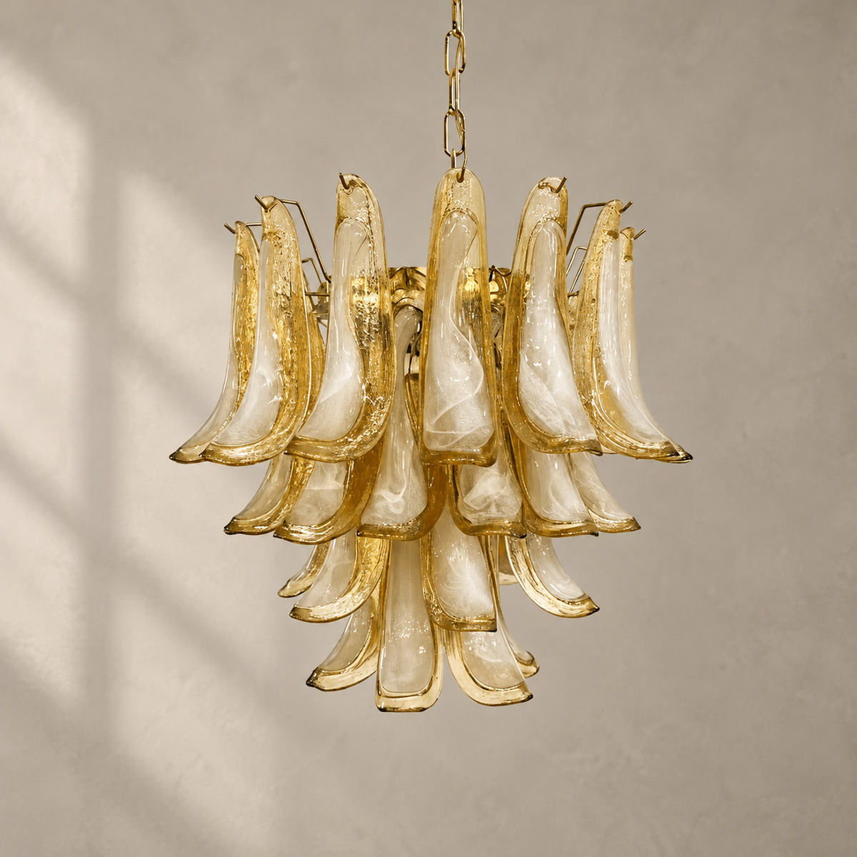 Amber Glass Petals Chandelier