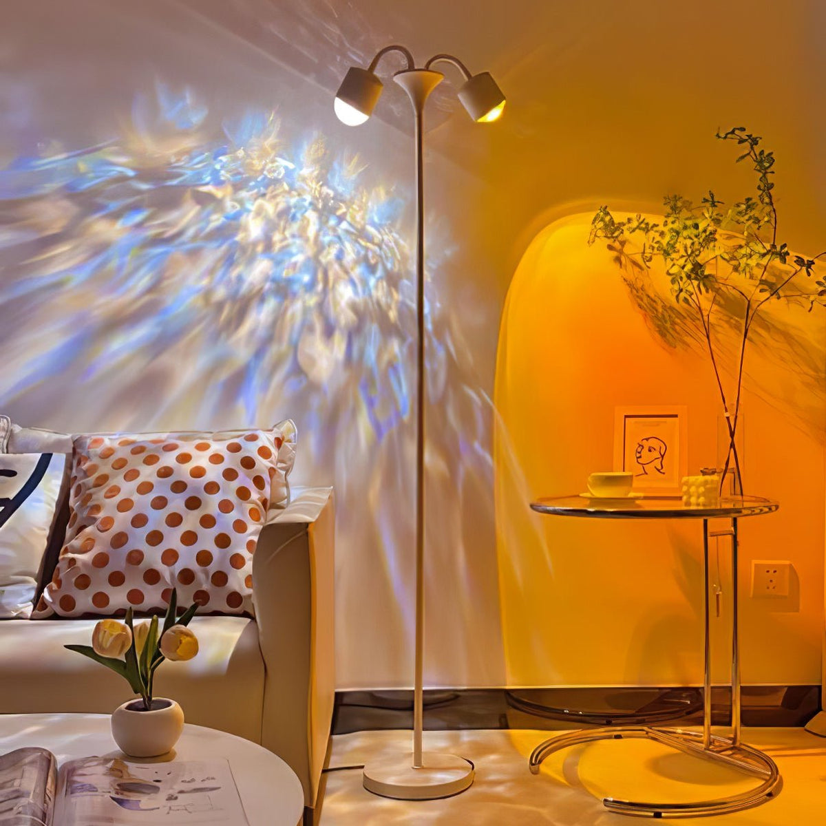 Ambient Floor Lamp 2 lamps ∅ 8.5″ x H 63″ / Dia 21.5cm x H 160cm (Power ~30W) / White / USB Plug Floor lamp