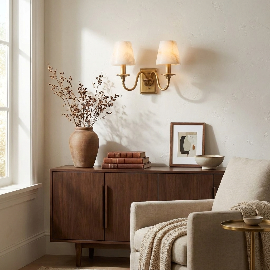 Ambrevil Alabaster Double Wall Sconce