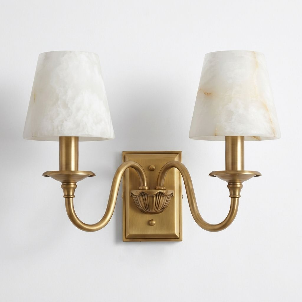 Ambrevil Alabaster Double Wall Sconce
