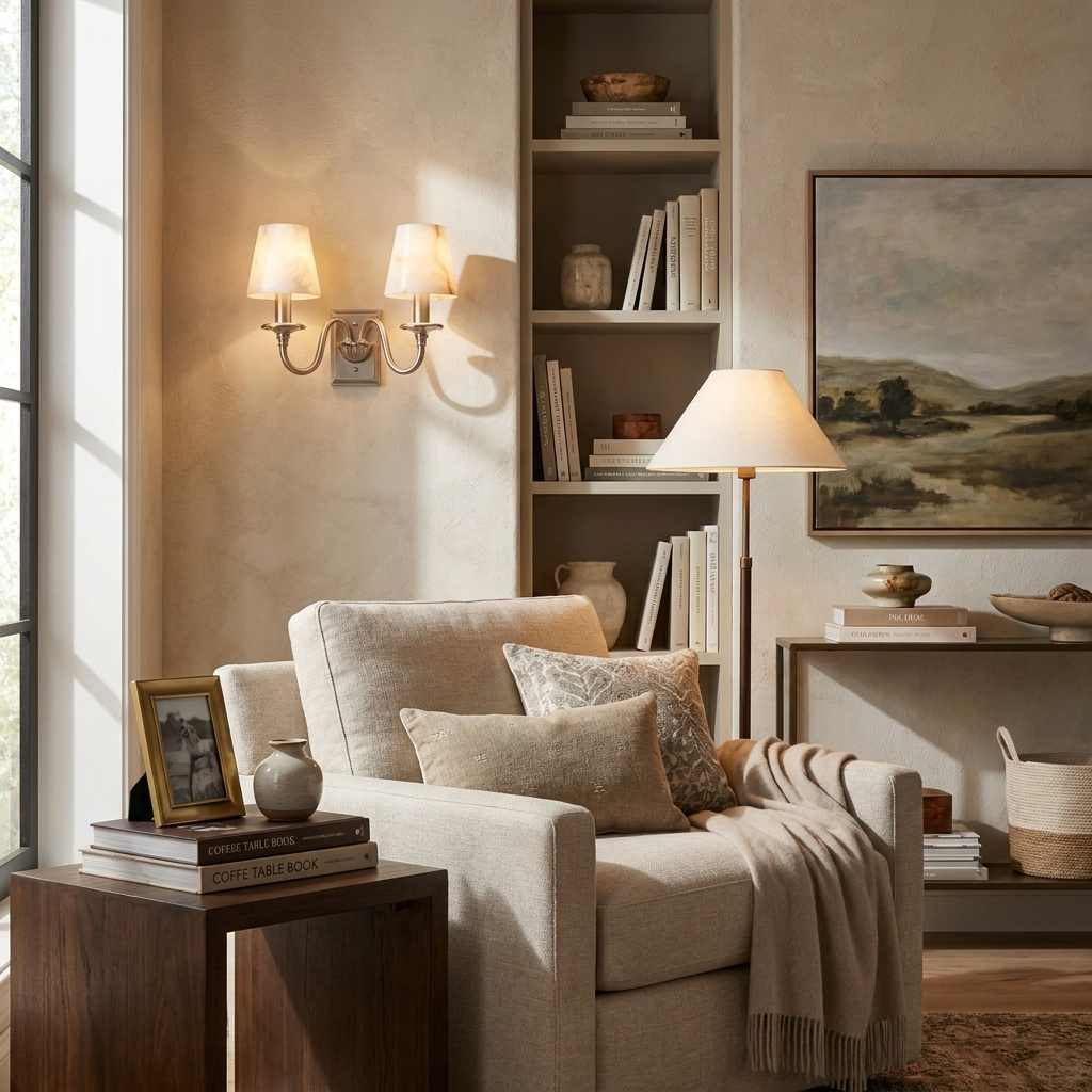 Ambrevil Alabaster Double Wall Sconce