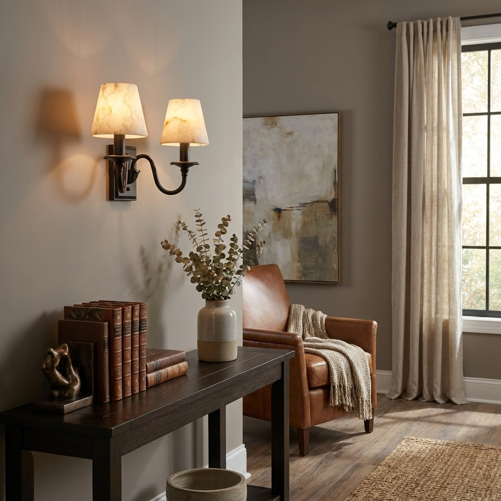 Ambrevil Alabaster Double Wall Sconce