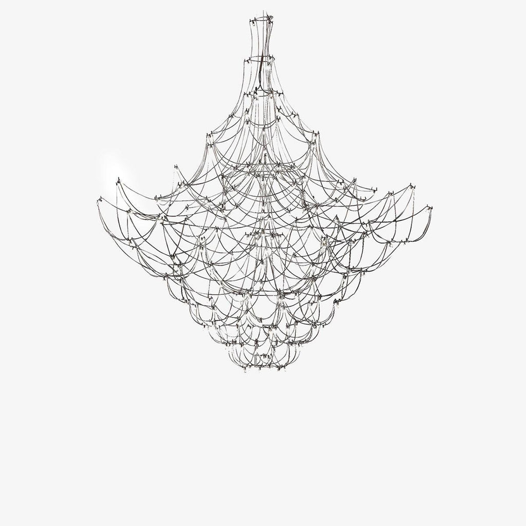 Amos Light Group Chandelier Φ 39.4″ x H 39.4″ / Dia 100cm x H 100cm / Chrome / Warm Light Chandelier