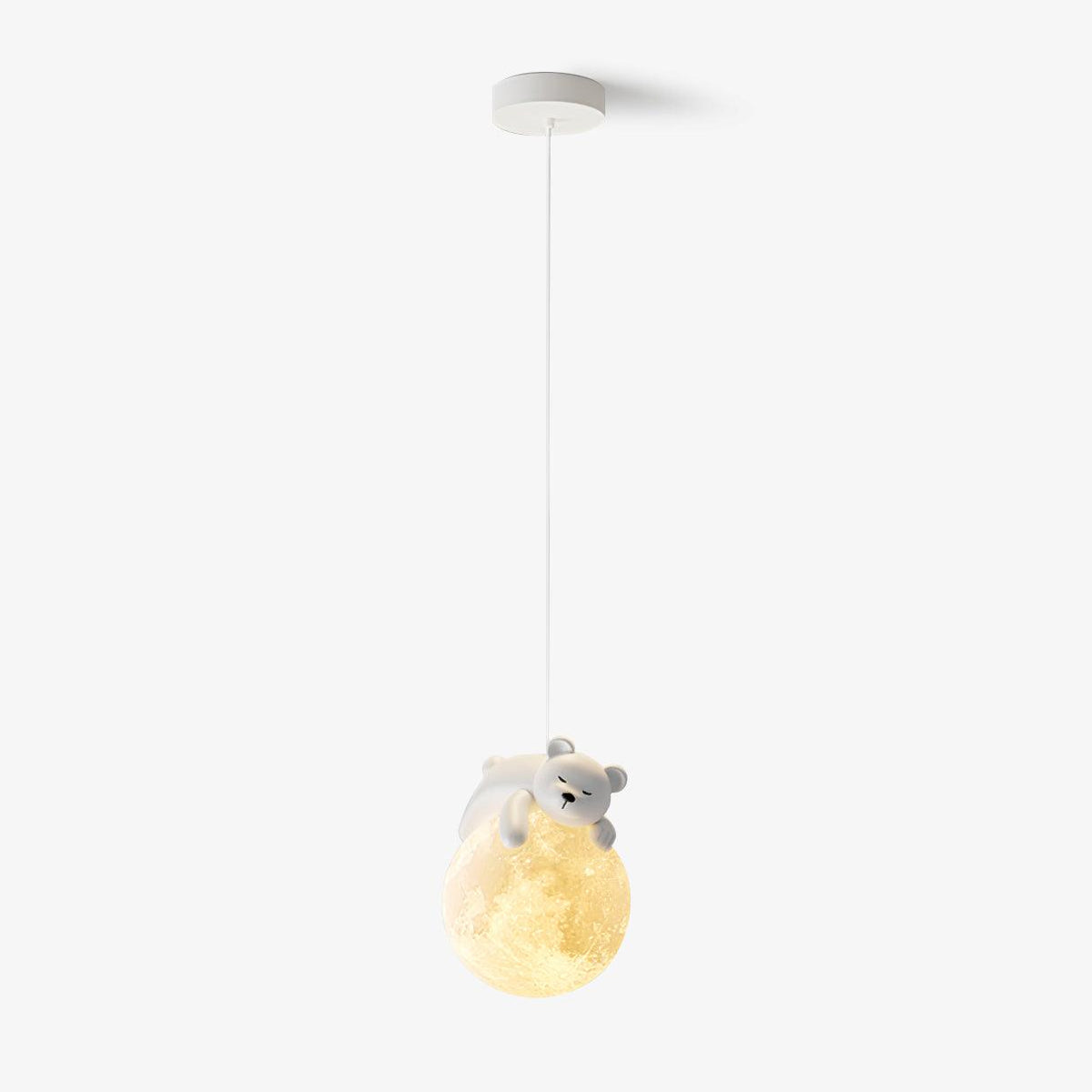 Animal Sleeping Pendant Lamp Little Bear Size: ∅ 5.9″ x H 59″ / Dia 15cm x H 150cm / White Pendant light